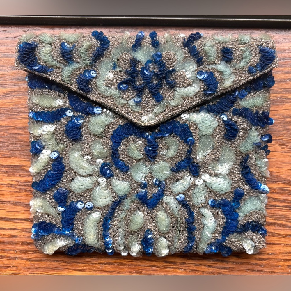 Blue and Silver Sequined Bag